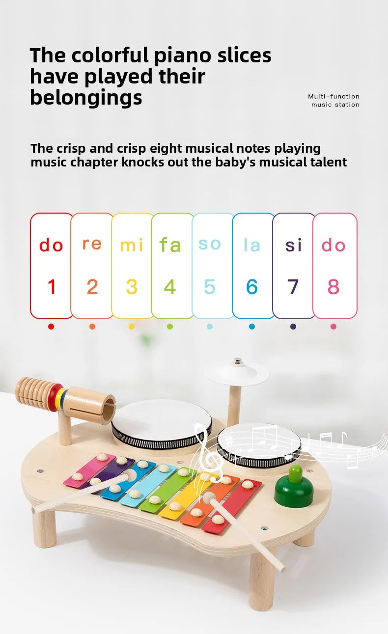 Instrument de Musique en Bois Arc-en-Ciel – Table Musicale Éducative pour Enfants