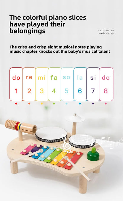 Instrument de Musique en Bois Arc-en-Ciel – Table Musicale Éducative pour Enfants
