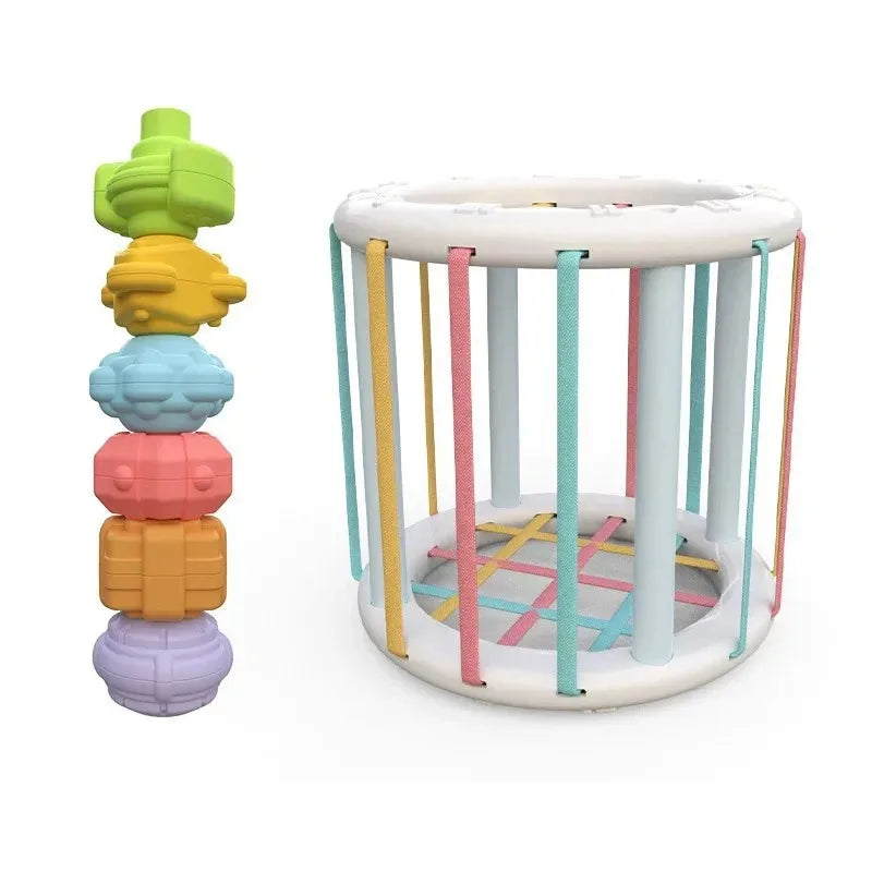 Cube Sensoriel Montessori avec Boules Texturées – Jouet d’Éveil pour Bébé
