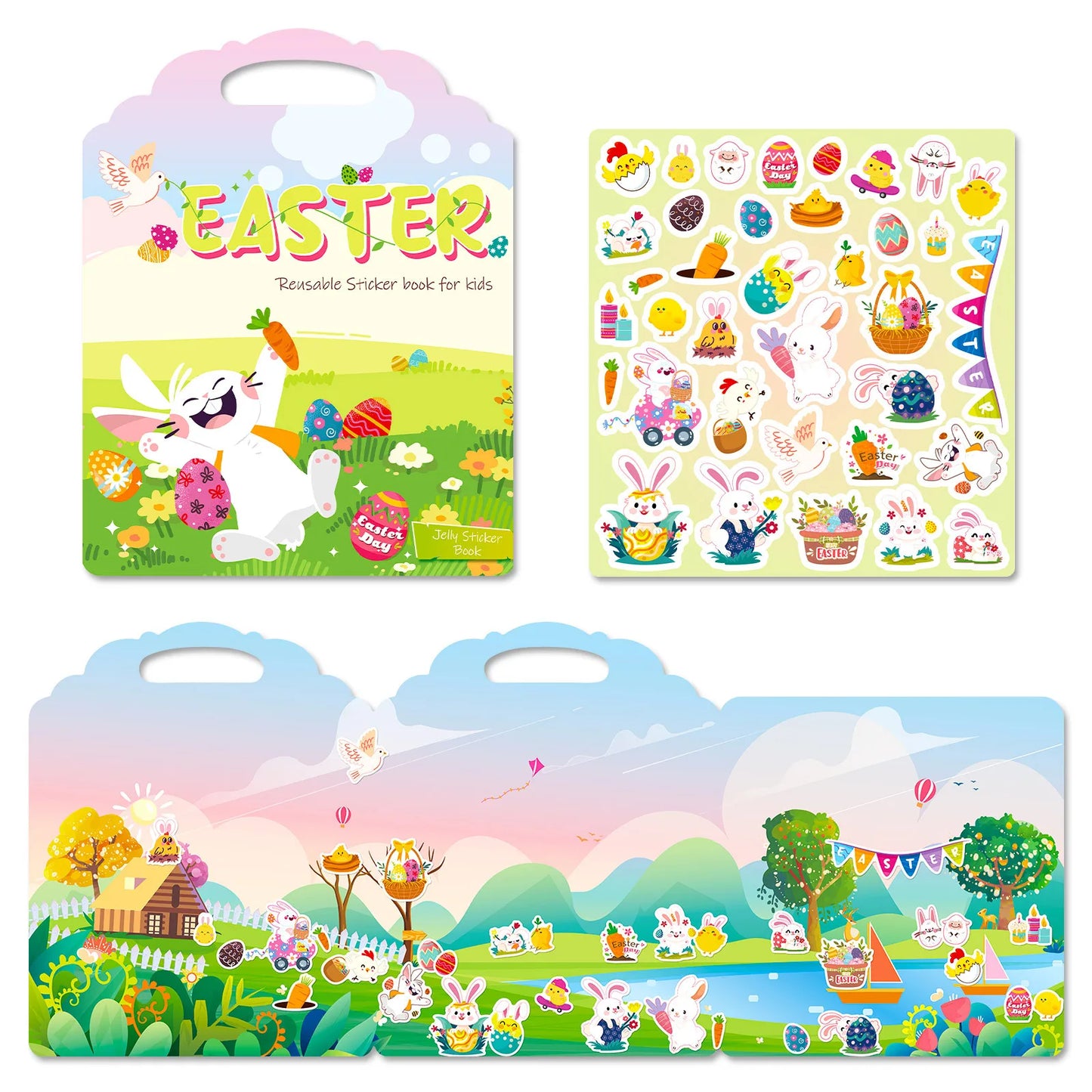 Hot New Children Scene Stickers DIY Hand-on Puzzle Sticker Books Reusable Cartoon Animal Learning Cognition Toys for Kids Gift
