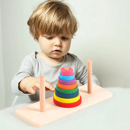 Tour Arc-en-Ciel et Formes Géométriques en Bois – Jouet Éducatif Montessori