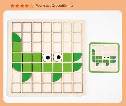 Puzzle Mosaïque Éducatif en Bois – Jeu Montessori de Logique et de Créativité (120 pièces)