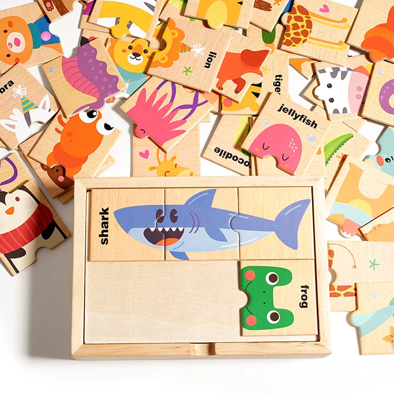 Puzzle Animaux en Bois Montessori – Jeu d’Assemblage Éducatif pour Enfants