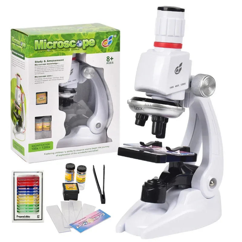 Microscope Éducatif pour Enfants – Science Kit Complet avec LED (100x, 400x, 1200x)