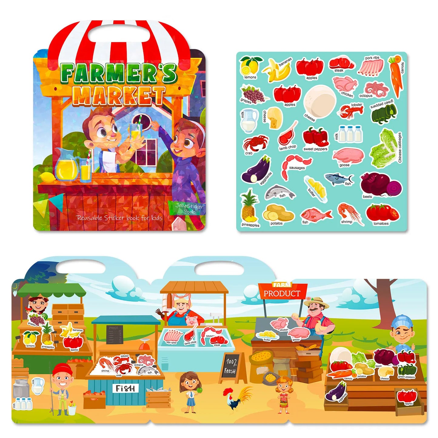 Hot New Children Scene Stickers DIY Hand-on Puzzle Sticker Books Reusable Cartoon Animal Learning Cognition Toys for Kids Gift