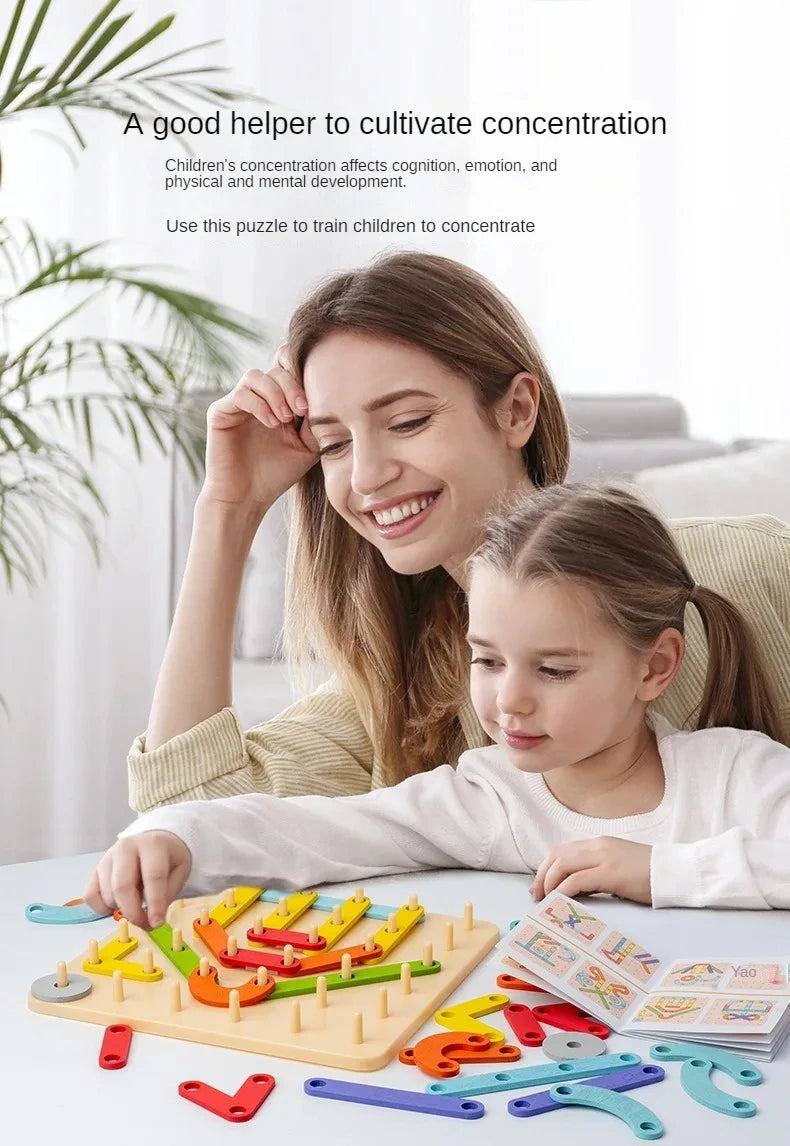 Jeu de Créativité Montessori – Tableau de Construction en Bois