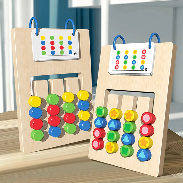 Jeu de Logique et de Tri Montessori – Empilage Formes et Couleurs en Bois