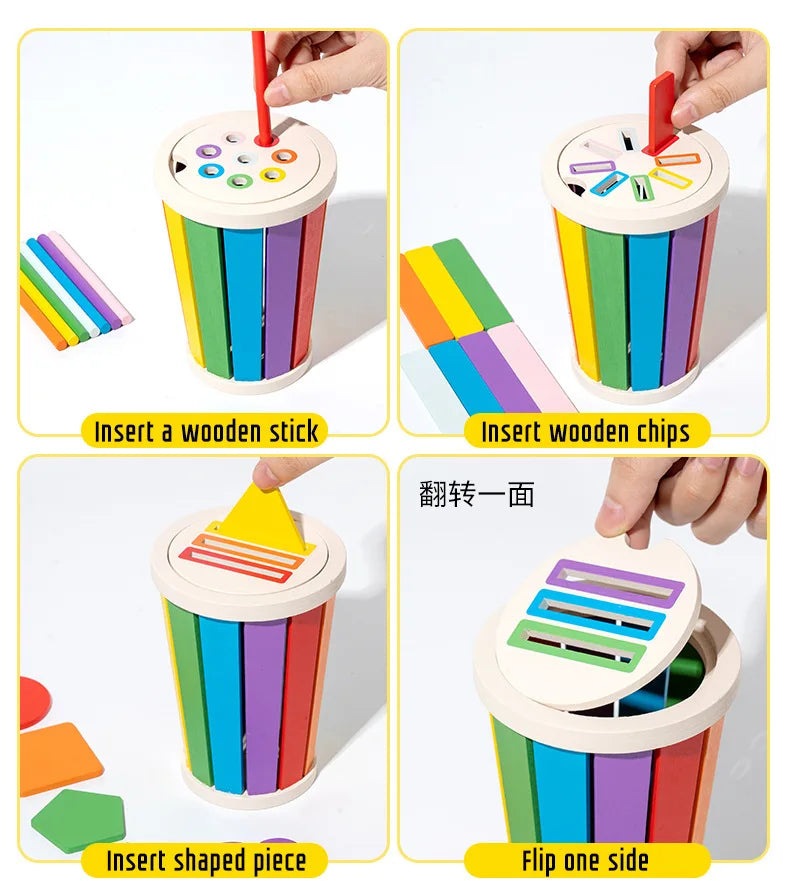 Jeu Éducatif Montessori en Bois – Tri des Formes et Couleurs