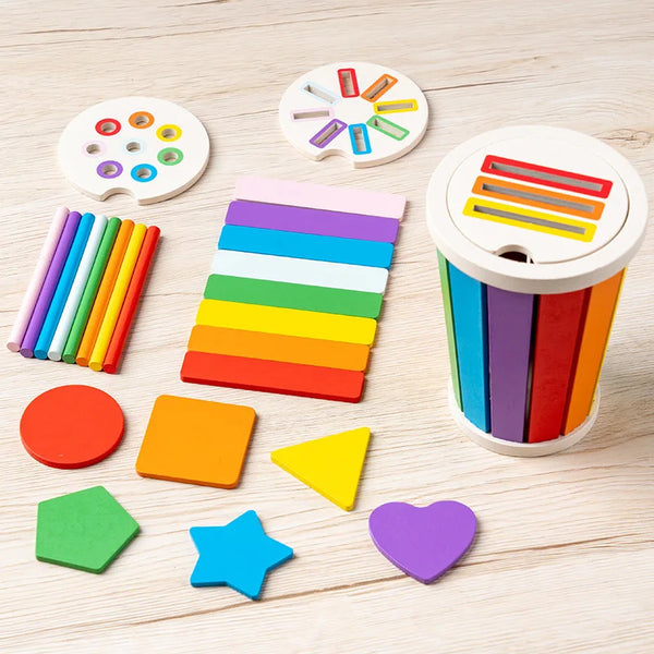 Jeu Éducatif Montessori en Bois – Tri des Formes et Couleurs