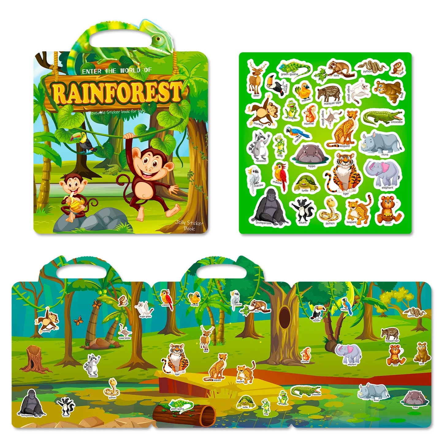 Hot New Children Scene Stickers DIY Hand-on Puzzle Sticker Books Reusable Cartoon Animal Learning Cognition Toys for Kids Gift