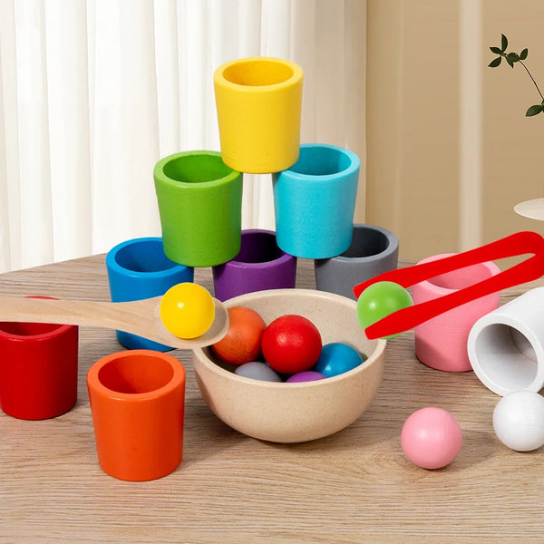 Jeu de Tri des Couleurs Montessori en Bois – Motricité Fine et Coordination