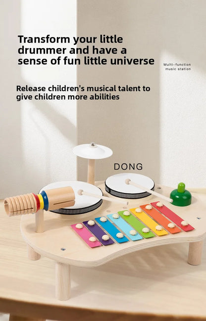 Instrument de Musique en Bois Arc-en-Ciel – Table Musicale Éducative pour Enfants