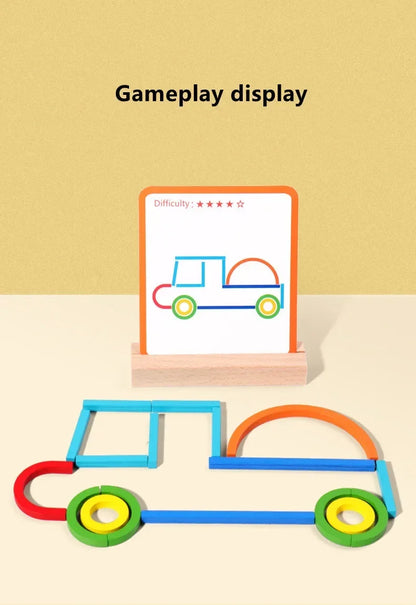 Jeu Éducatif Montessori “Sticks and Rings” – Apprentissage des Formes, Couleurs et Lettres KIDZO