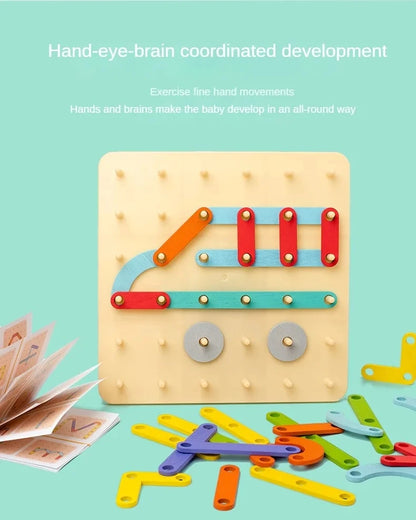 Jeu de Créativité Montessori – Tableau de Construction en Bois