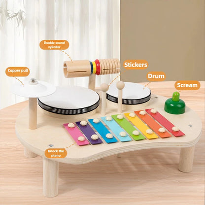 Instrument de Musique en Bois Arc-en-Ciel – Table Musicale Éducative pour Enfants