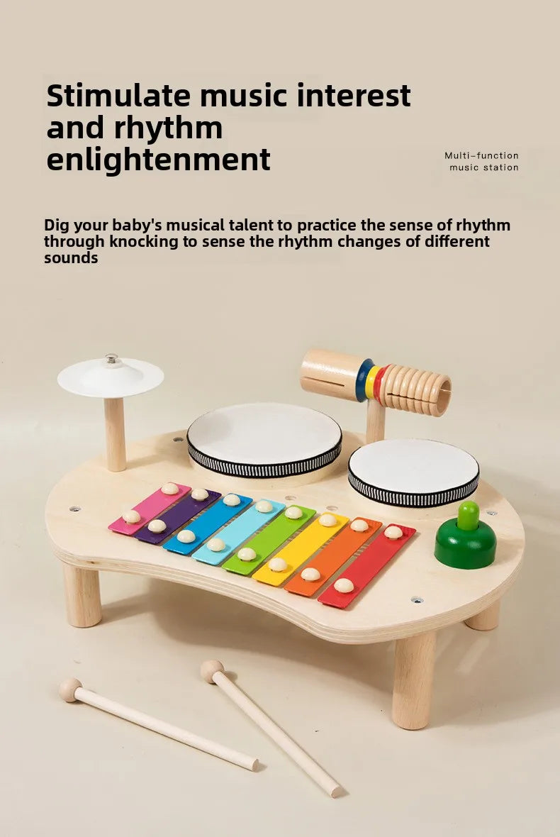 Instrument de Musique en Bois Arc-en-Ciel – Table Musicale Éducative pour Enfants