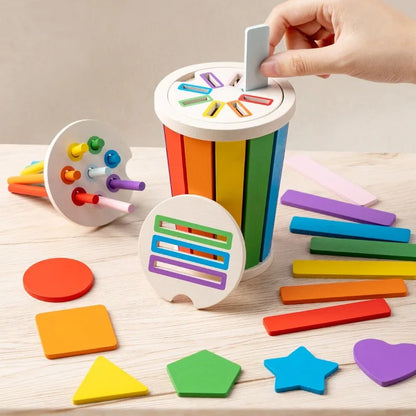 Jeu Éducatif Montessori en Bois – Tri des Formes et Couleurs
