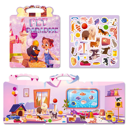 Hot New Children Scene Stickers DIY Hand-on Puzzle Sticker Books Reusable Cartoon Animal Learning Cognition Toys for Kids Gift