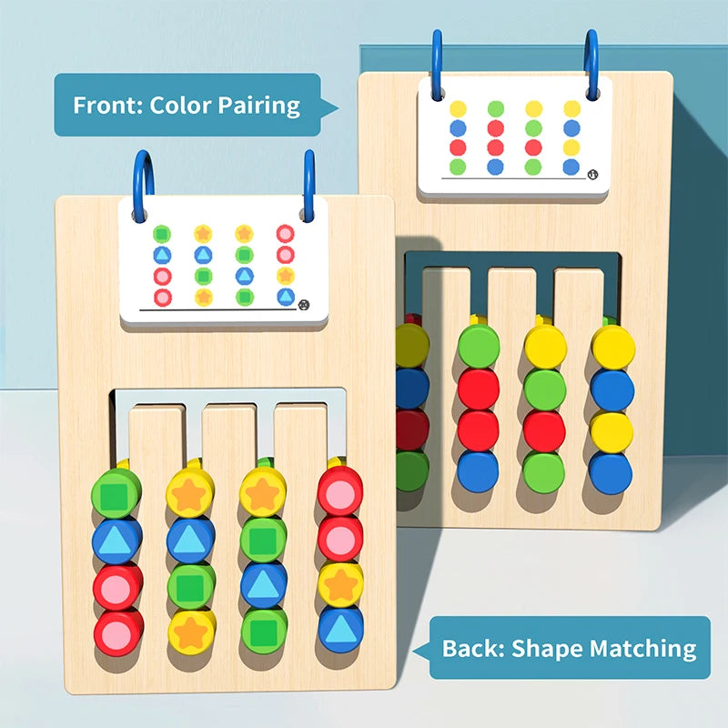 Jeu de Logique et de Tri Montessori – Empilage Formes et Couleurs en Bois KIDZO