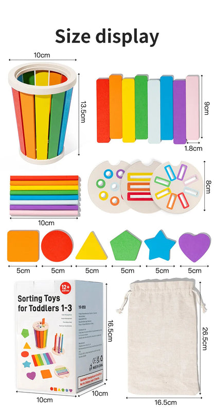 Jeu Éducatif Montessori en Bois – Tri des Formes et Couleurs