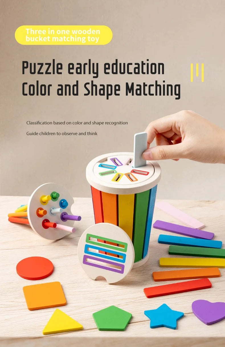 Jeu Éducatif Montessori en Bois – Tri des Formes et Couleurs