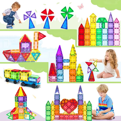 Magnetic Building Blocks 3D Montessori STEM – Set de construction avec roues 48pcs