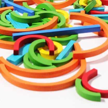 Jeu Éducatif Montessori “Sticks and Rings” – Apprentissage des Formes, Couleurs et Lettres