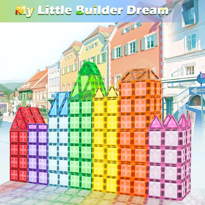 Magnetic Building Blocks 3D Montessori STEM – Set de construction avec roues 48pcs