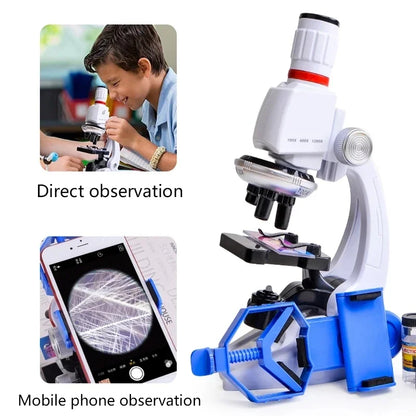 Microscope Éducatif pour Enfants – Science Kit Complet avec LED (100x, 400x, 1200x)
