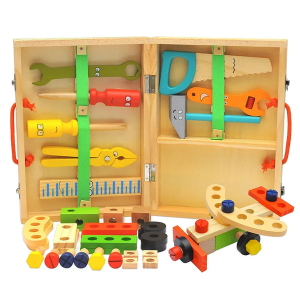 Mallette d’Outils en Bois pour Enfants – Jeu de Construction Éducatif