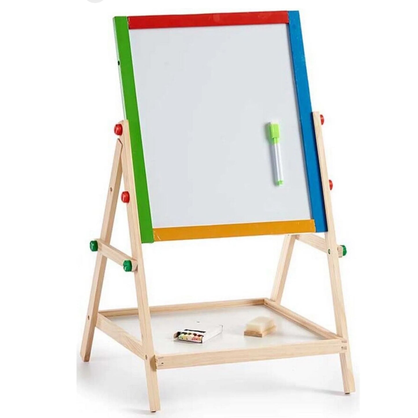 Tableau Éducatif Double Face en Bois – Tableau Noir & Tableau Blanc Magnétique
