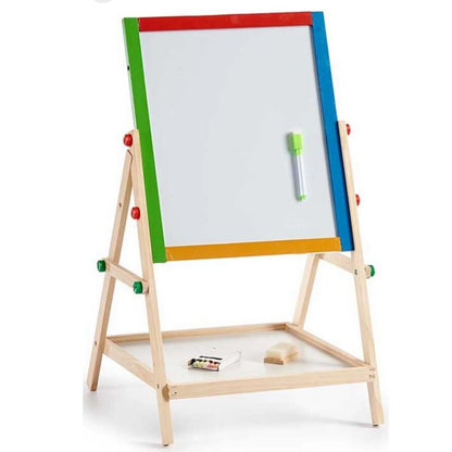 Tableau Éducatif Double Face en Bois – Tableau Noir & Tableau Blanc Magnétique