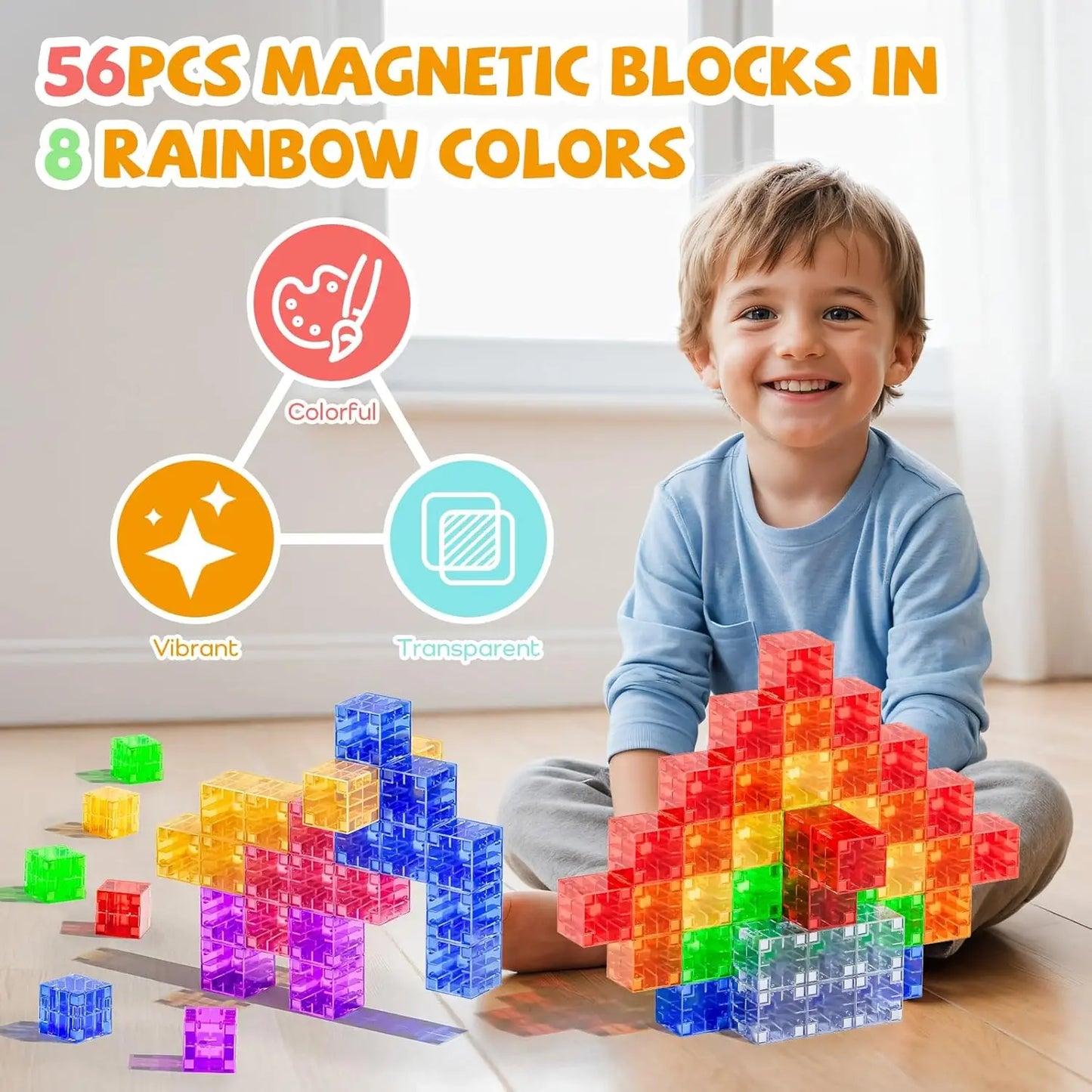 Transparent Magnetic Cubes – Set de blocs de construction magnétiques