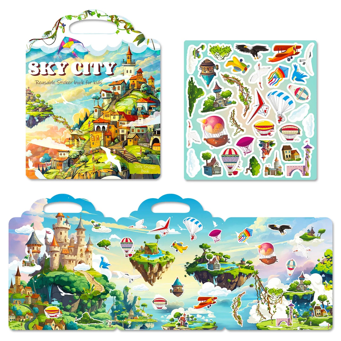 Hot New Children Scene Stickers DIY Hand-on Puzzle Sticker Books Reusable Cartoon Animal Learning Cognition Toys for Kids Gift