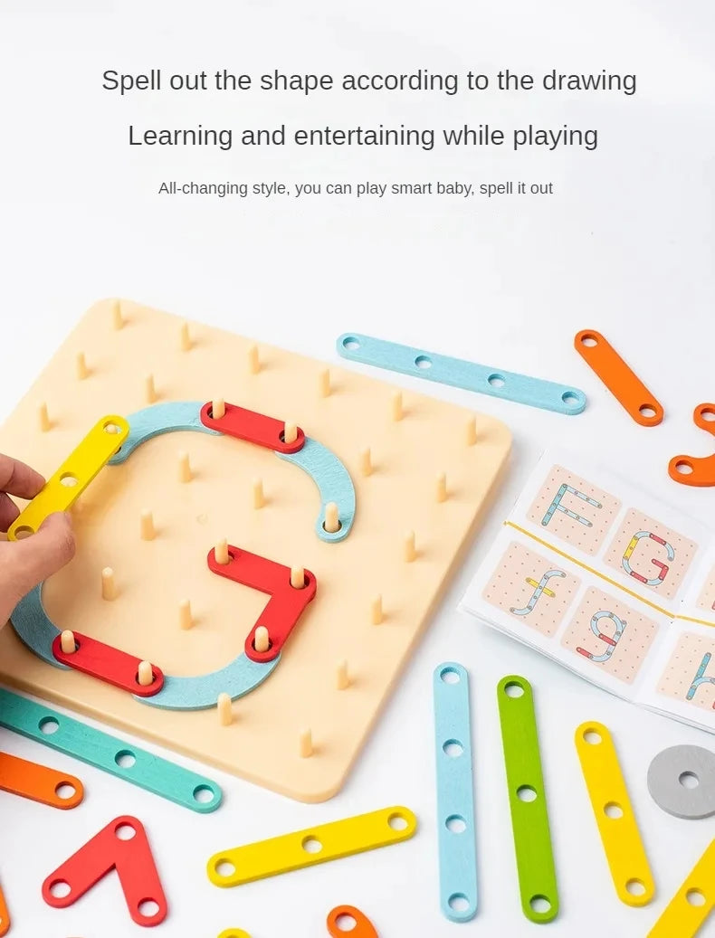 Jeu de Créativité Montessori – Tableau de Construction en Bois