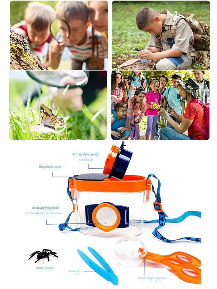 Bug Viewer Outdoor Insect Box Magnifier Observer Kit Insect Catcher Cage Kids Science Nature Exploration Tools Educational Toy KIDZO