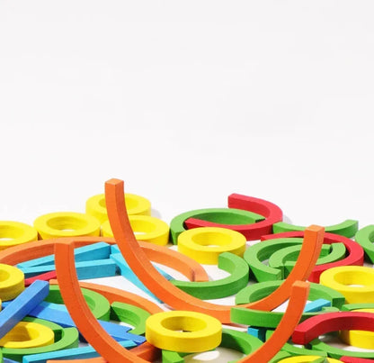 Jeu Éducatif Montessori “Sticks and Rings” – Apprentissage des Formes, Couleurs et Lettres