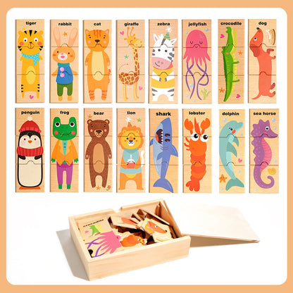 Puzzle Animaux en Bois Montessori – Jeu d’Assemblage Éducatif pour Enfants