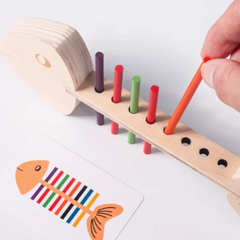 Jeu Éducatif Montessori “Poisson à Colorier” – Tri des Couleurs et Motricité Fine