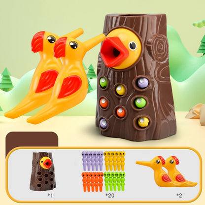 Intelligence Development Of Woodpecker Insect Catching Game Toy, Early Education Magnetic Fishing Toys for Children Kids Gifts