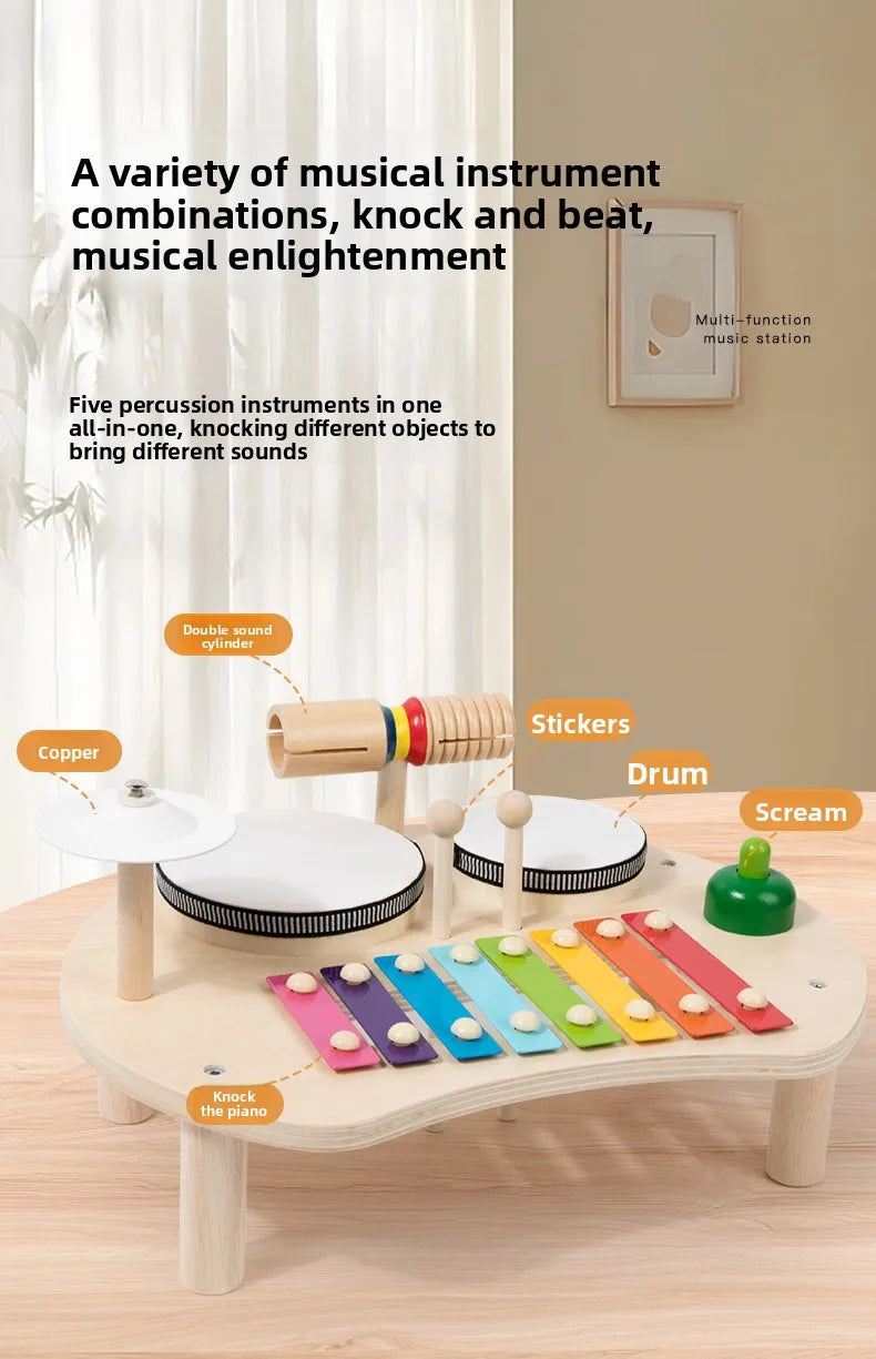 Instrument de Musique en Bois Arc-en-Ciel – Table Musicale Éducative pour Enfants