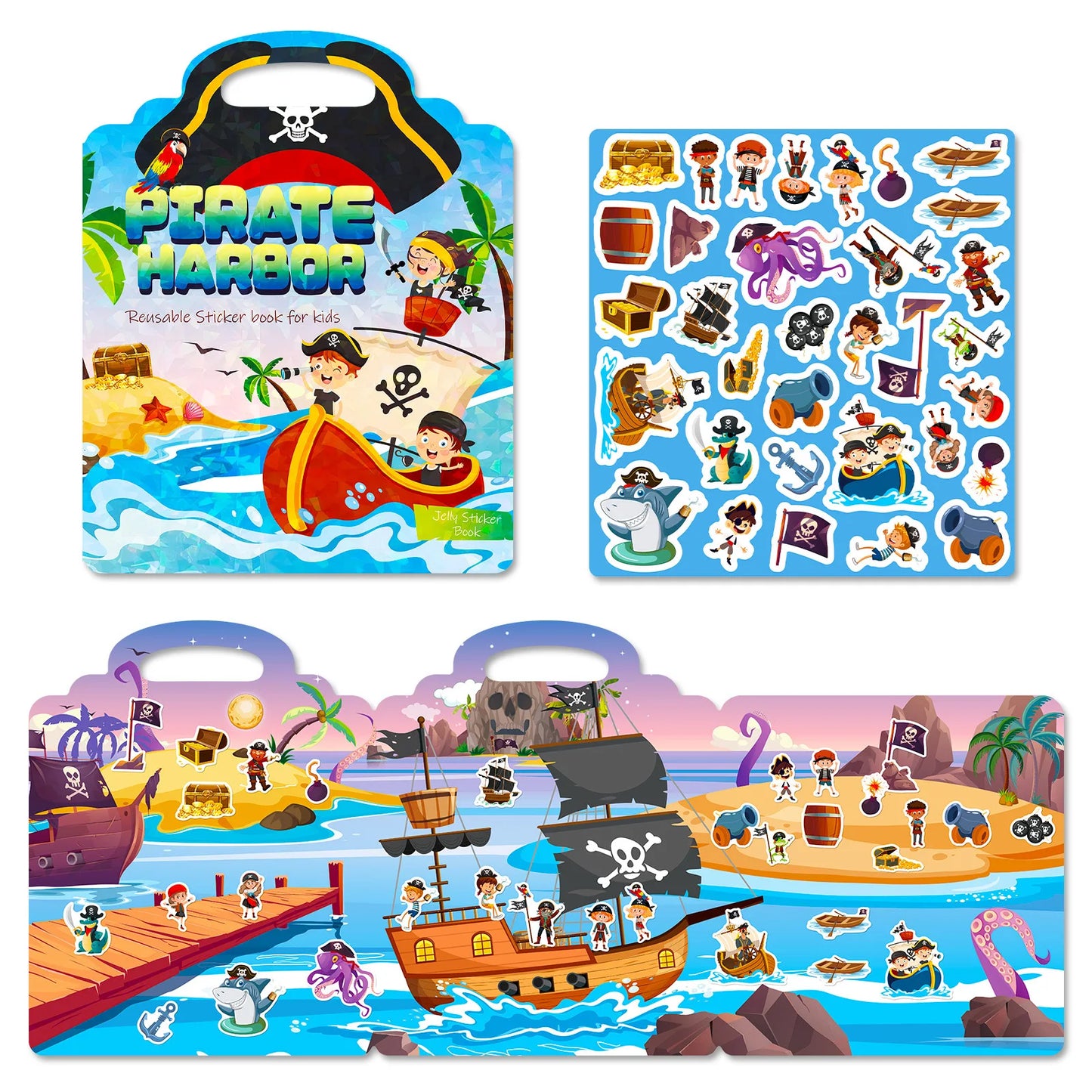 Hot New Children Scene Stickers DIY Hand-on Puzzle Sticker Books Reusable Cartoon Animal Learning Cognition Toys for Kids Gift