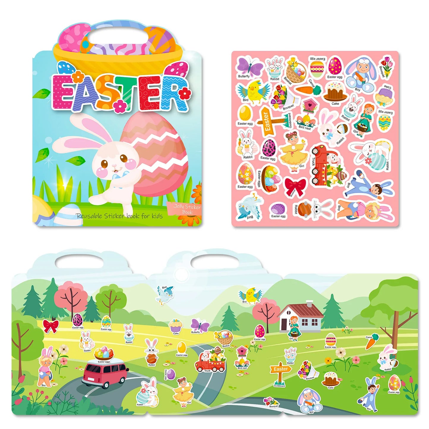 Hot New Children Scene Stickers DIY Hand-on Puzzle Sticker Books Reusable Cartoon Animal Learning Cognition Toys for Kids Gift