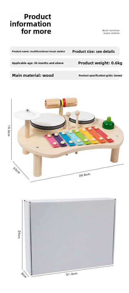 Instrument de Musique en Bois Arc-en-Ciel – Table Musicale Éducative pour Enfants