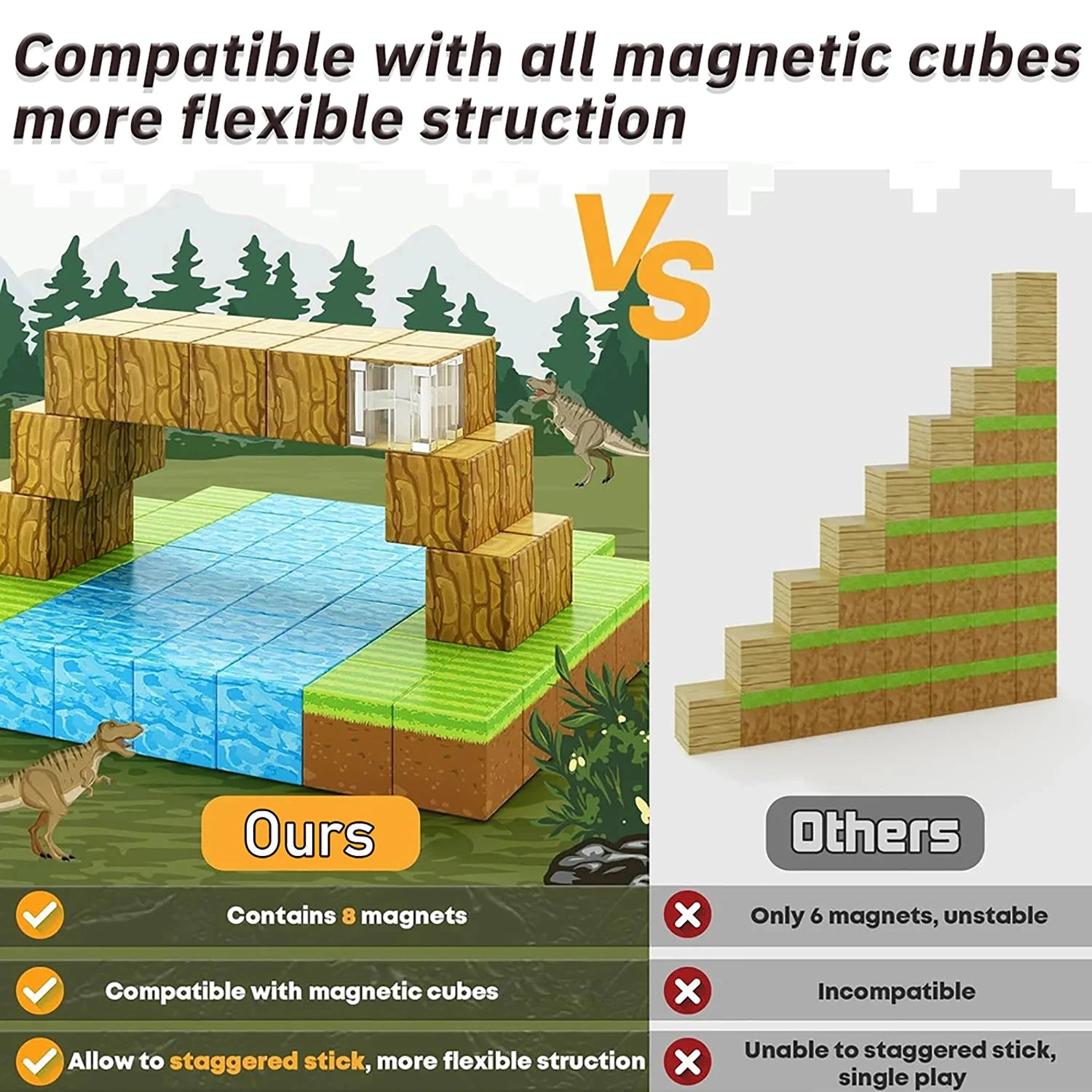 Jeu de Construction Magnétique 100 Pièces – Style Pixel Art KIDZO