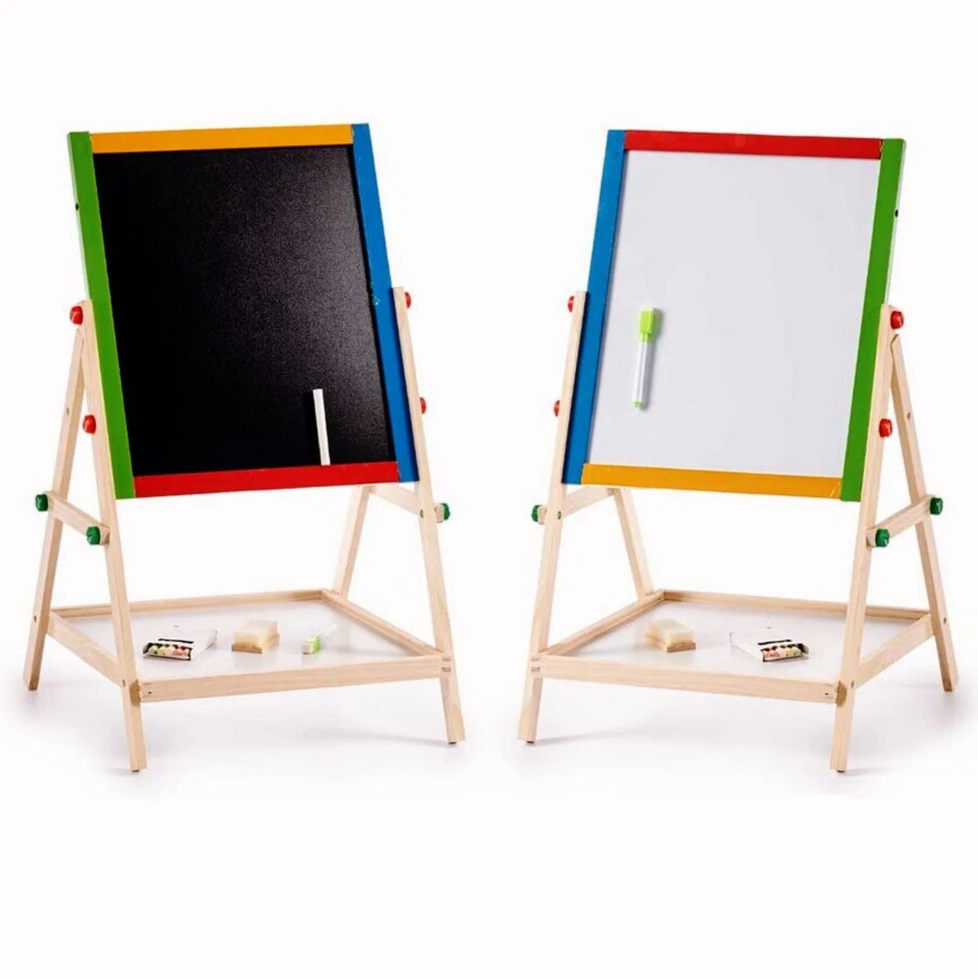 Tableau Éducatif Double Face en Bois – Tableau Noir & Tableau Blanc Magnétique
