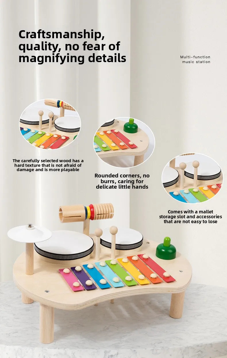 Instrument de Musique en Bois Arc-en-Ciel – Table Musicale Éducative pour Enfants
