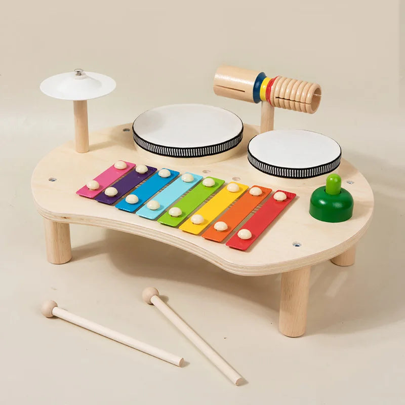 Instrument de Musique en Bois Arc-en-Ciel – Table Musicale Éducative pour Enfants