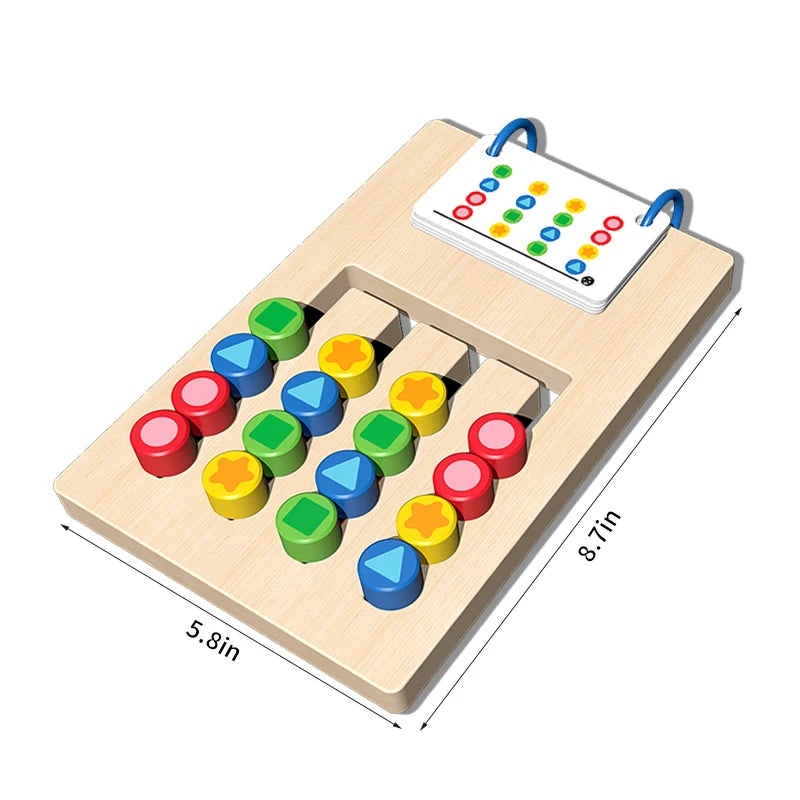 Jeu de Logique et de Tri Montessori – Empilage Formes et Couleurs en Bois